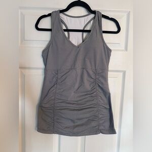 Kyodan Sports Bra Gray Ruched V-Neck Tank Top Sz Medium